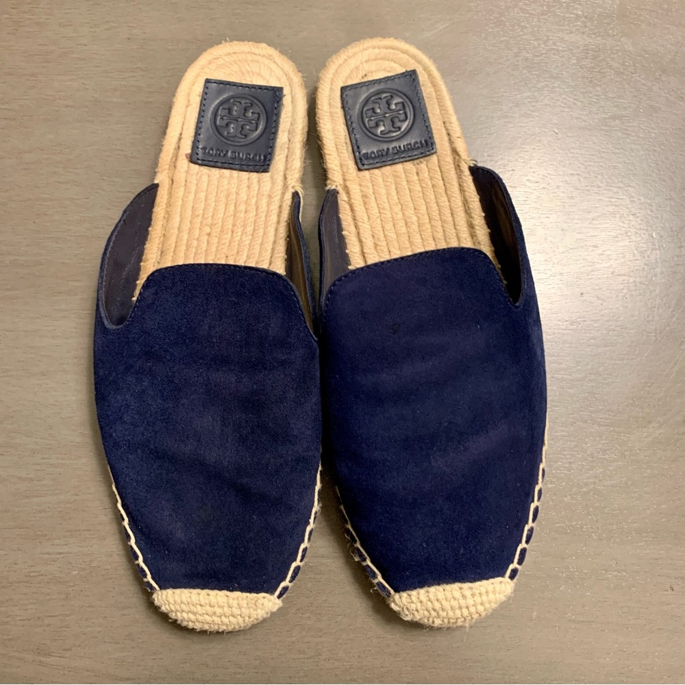 Tory Burch Royal Navy Espadrille Mules - size 8